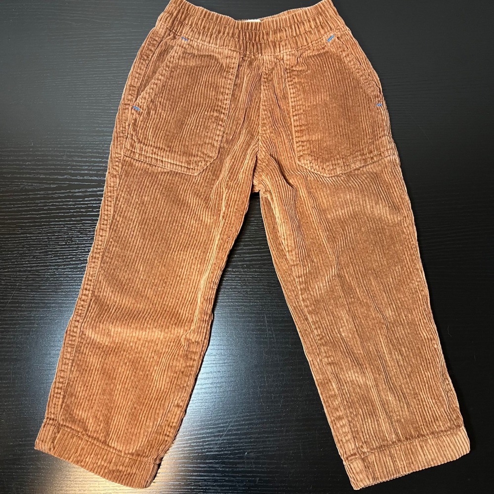 Mini Boden Kids Ginger Brown Corduroy Elastic Waist Patch Pocket Pants 2-3Y